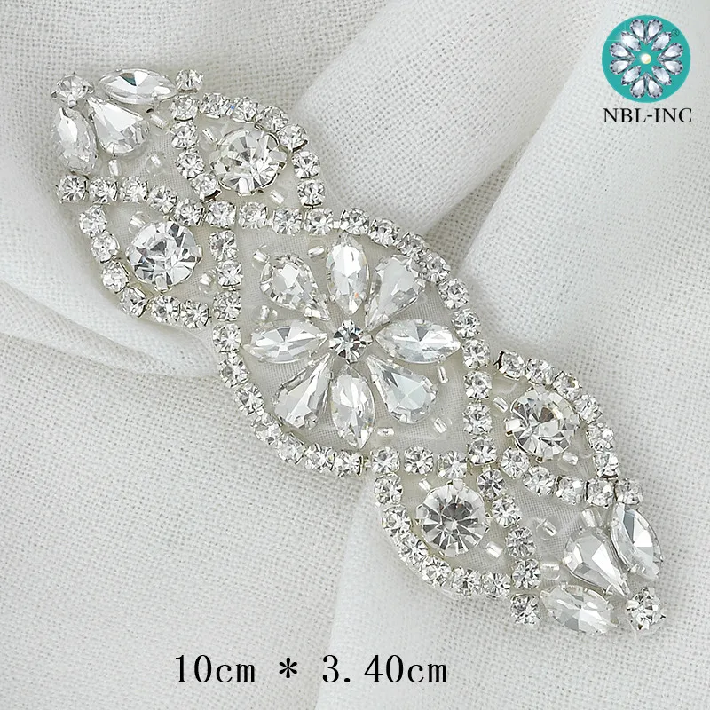 (1PC) argento in oro rosa di strass cintura da sposa di cerimonia nuziale di applique con cristalli abito da sposa accessori iron on sew on WDD0206