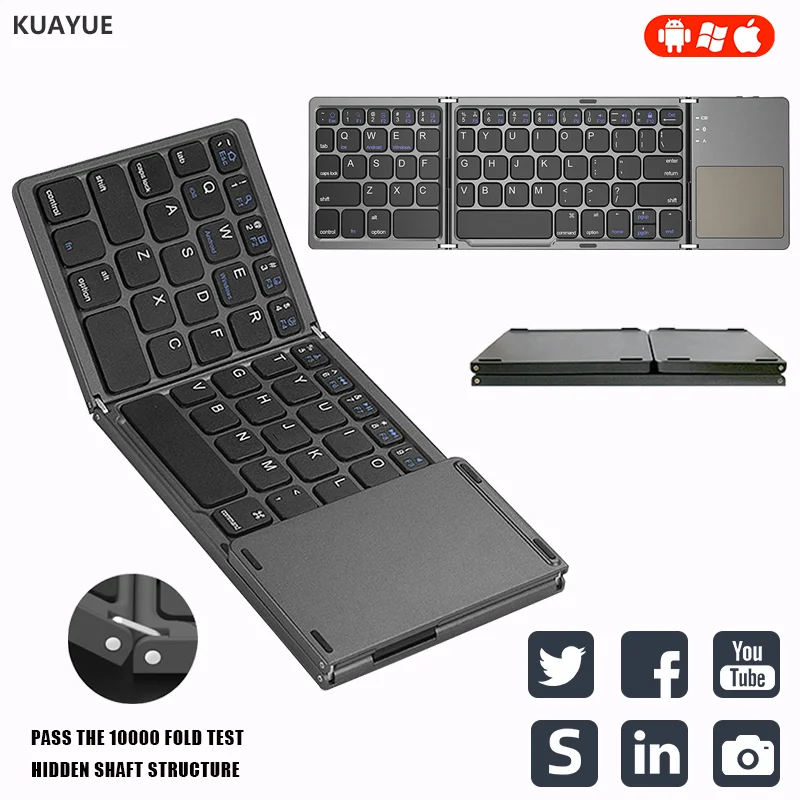 

For Windows, Android, IOS Tablets Foldable Wireless Keyboard Touchpad Bluetooth 3.0 Fast Connection To IPad Phones for Tablet