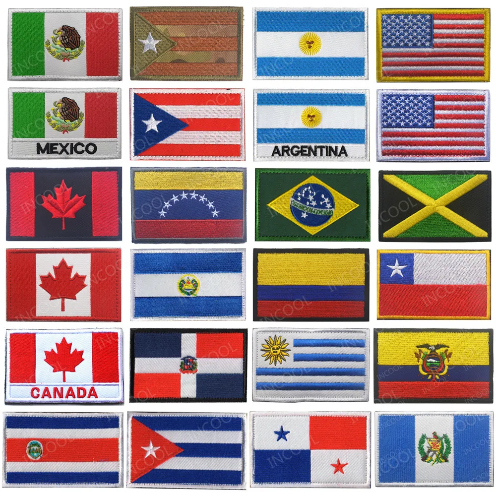 Parches bordados países de Iberoamérica – Pack táctico
