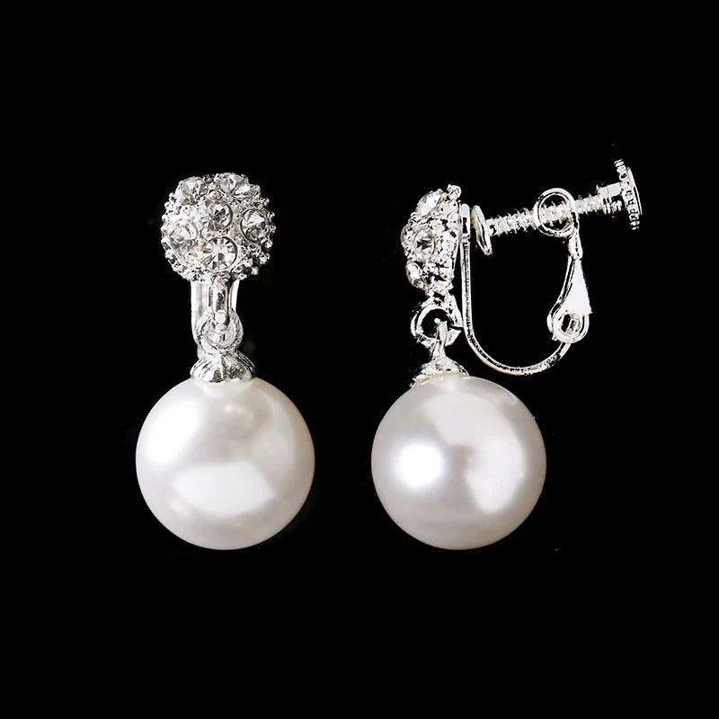 New Jewelry luxury Pearl  zirconia female popular original brand of high-end clip on earrings women retro flower earrings