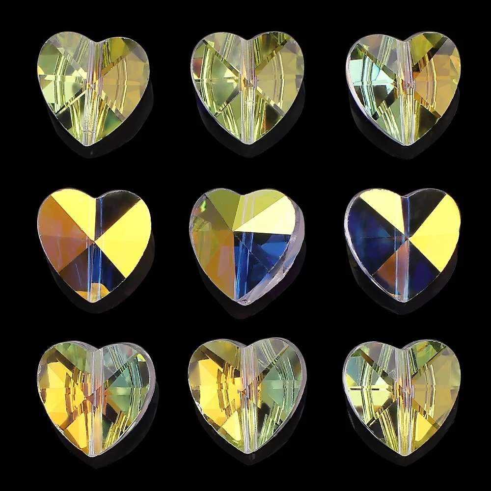 20Pcs 14mm Austrian Glass Beads Crystal Pendant Heart Butterfly Star Cross Flower Shape For DIY Making Earings Jewelry Findings