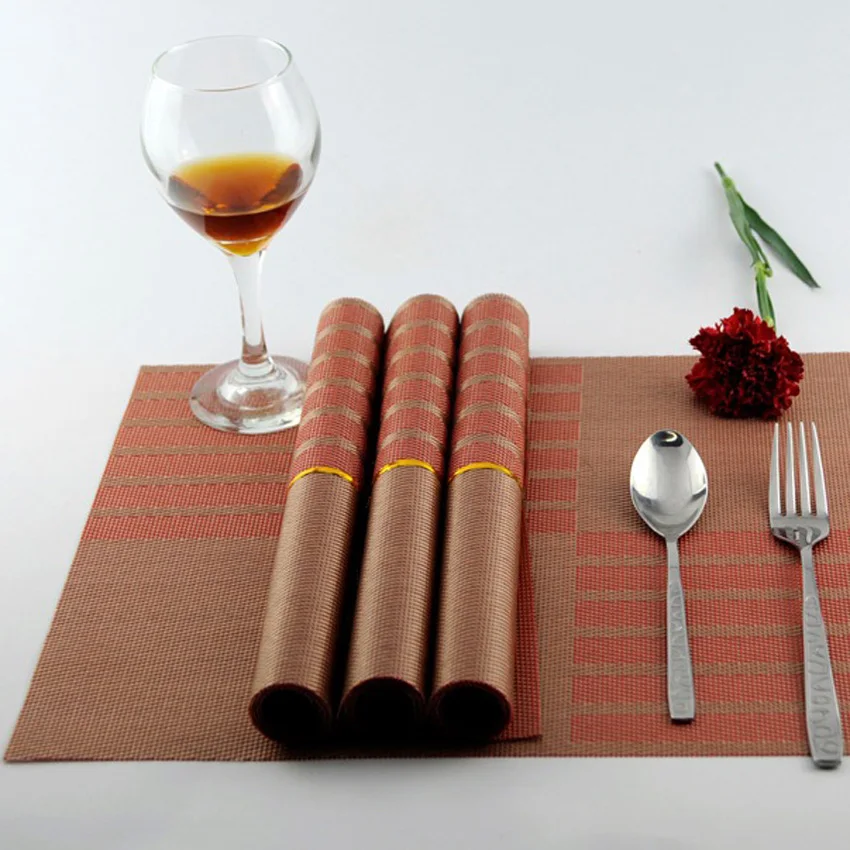 4 Pcs/set Simple Stripe PVC Placemats Kitchen Dining Coffee Table Place Mats Coasters Kitchen Accessories Individuales De Mesa