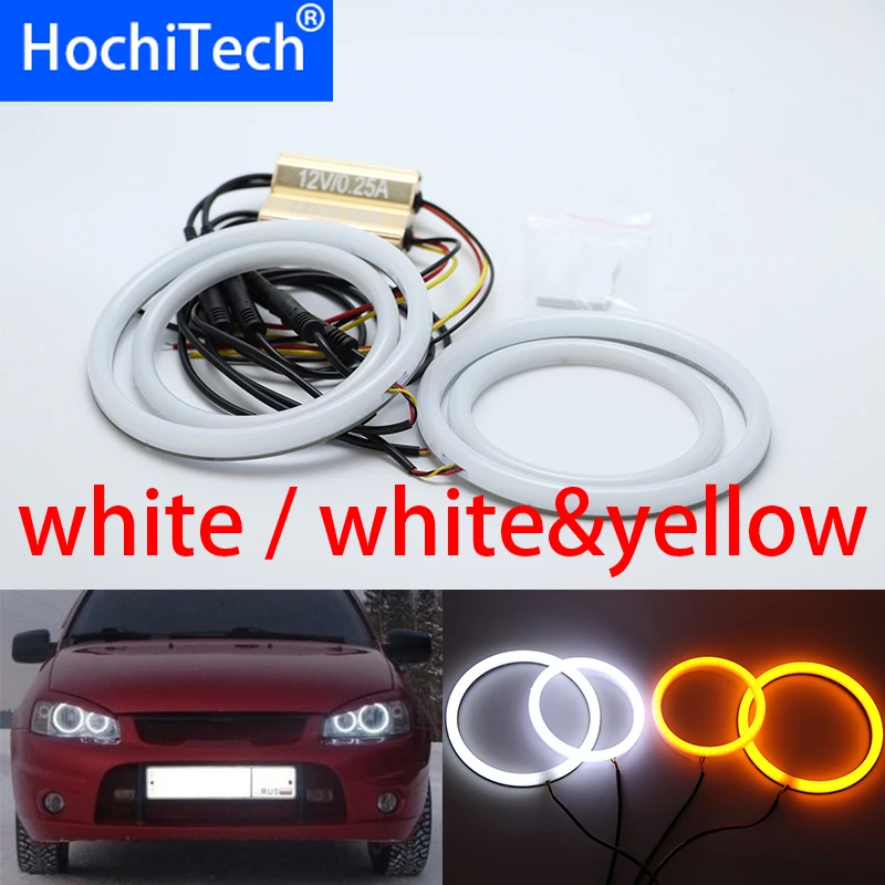 

For Lada Kalina 1119 1118 1117 119 117 2005-2013White & yellow Cotton LED Angel eyes kit halo ring Turn signal light