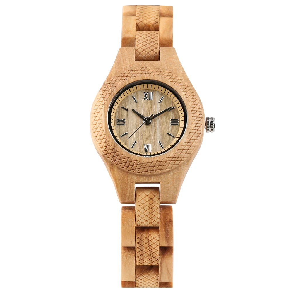 

Women Watch Charming Quartz Wooden Watch Roman Numerals Dial Watches for Female Folding Clasp Wooden Wristwatch