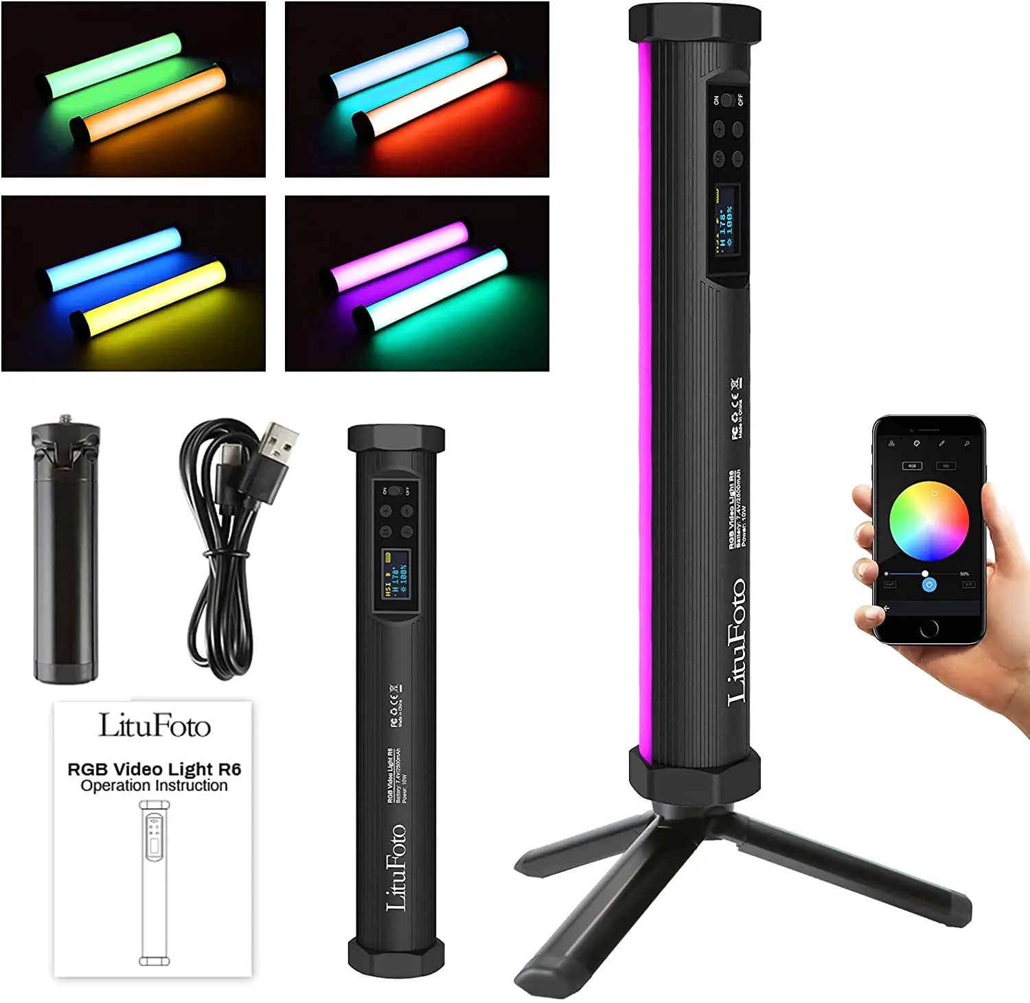 

RGB Lamp Wand Handheld LED Light With Tripod Stand Photographic Video Lights Rechargeable Photography Lighting Stick For YouTube