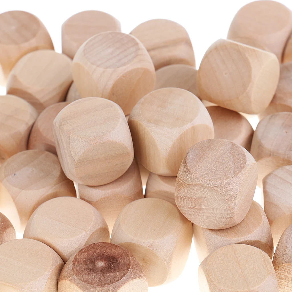 

50 Lot Wooden Dice D6 20mm Blank Unfinished Craft Blocks Cubes Art Project
