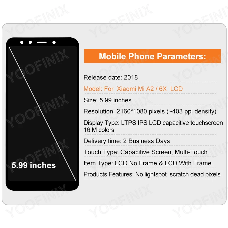 CHOICE IPS For Xiaomi Mi A2 LCD M1804D2SG M1804D2SI Display Touch Screen For Mi 6X Display Mi A2 LCD Replacement Parts