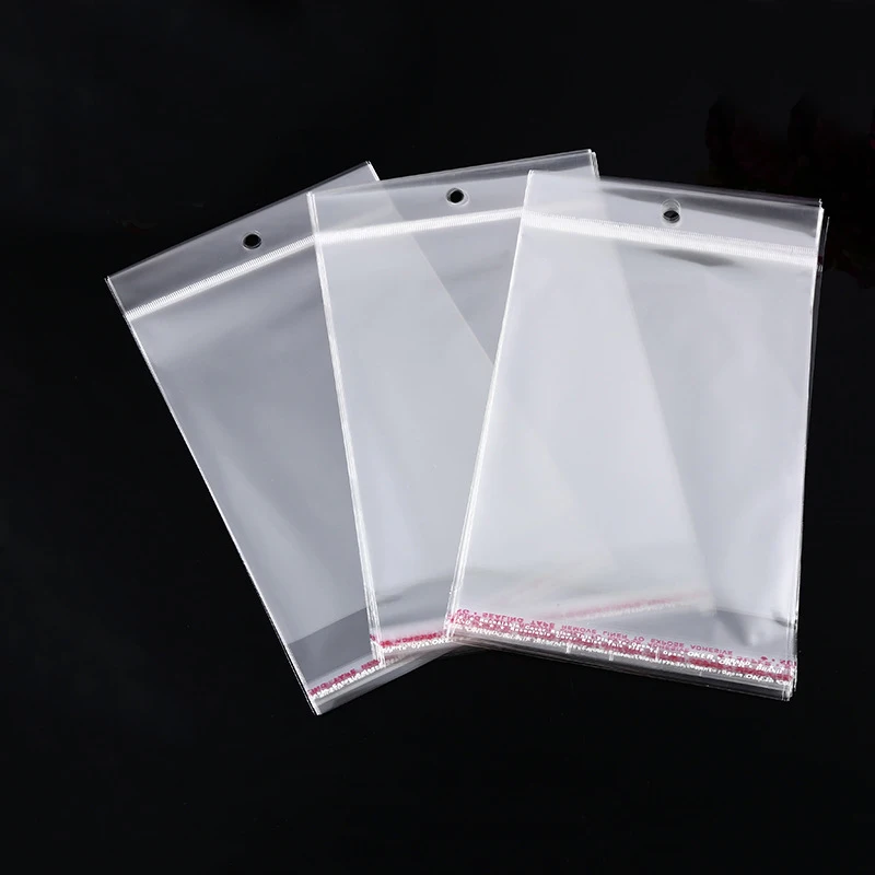 100pcs 4 Sizes Transparent Hanging Self Adhesive Opp Plastic Pouch Sachet Gift Bag For Jewelry Wedding Party Beads Packing