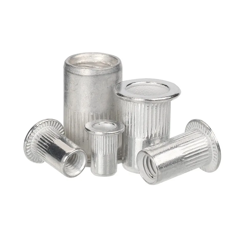 Tuercas de remache de cabeza plana de aluminio M3 M4 piezas M5 M8, juego de Tuercas de remache, remaches de inserción de tamaño mixto, remache automático Premium, 100 M6