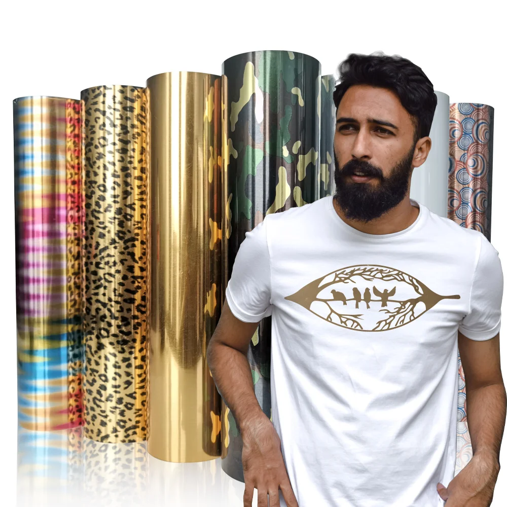 Wholesale 25cm X 20cm PET Metallic Heat Transfer Vinyl Roll Iron On Vinyl For Cutting Machines HTV Vinyl Film