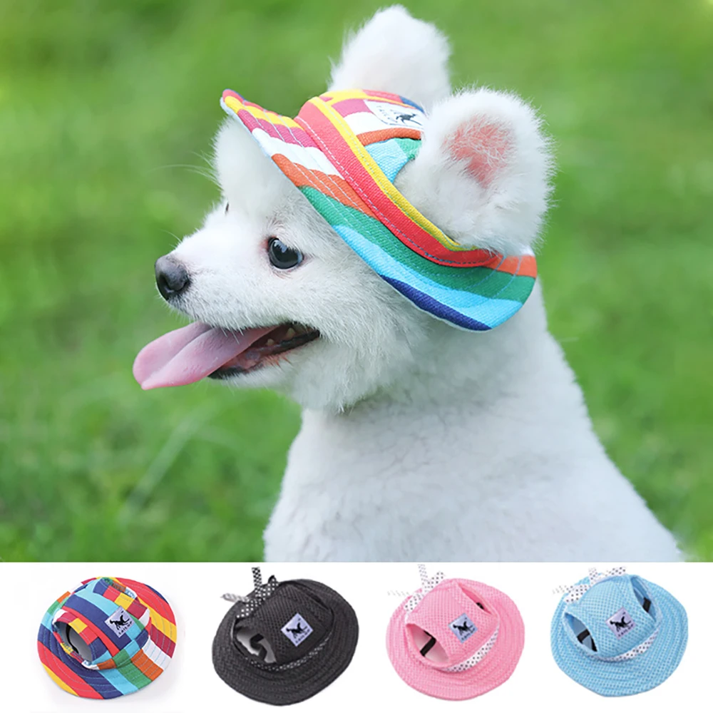 Pet Dog Cat Cap Breathable Summer Sunhat Cloth Mesh Canvas Hat For Small Medium Dogs Cats Caps Pet Products 