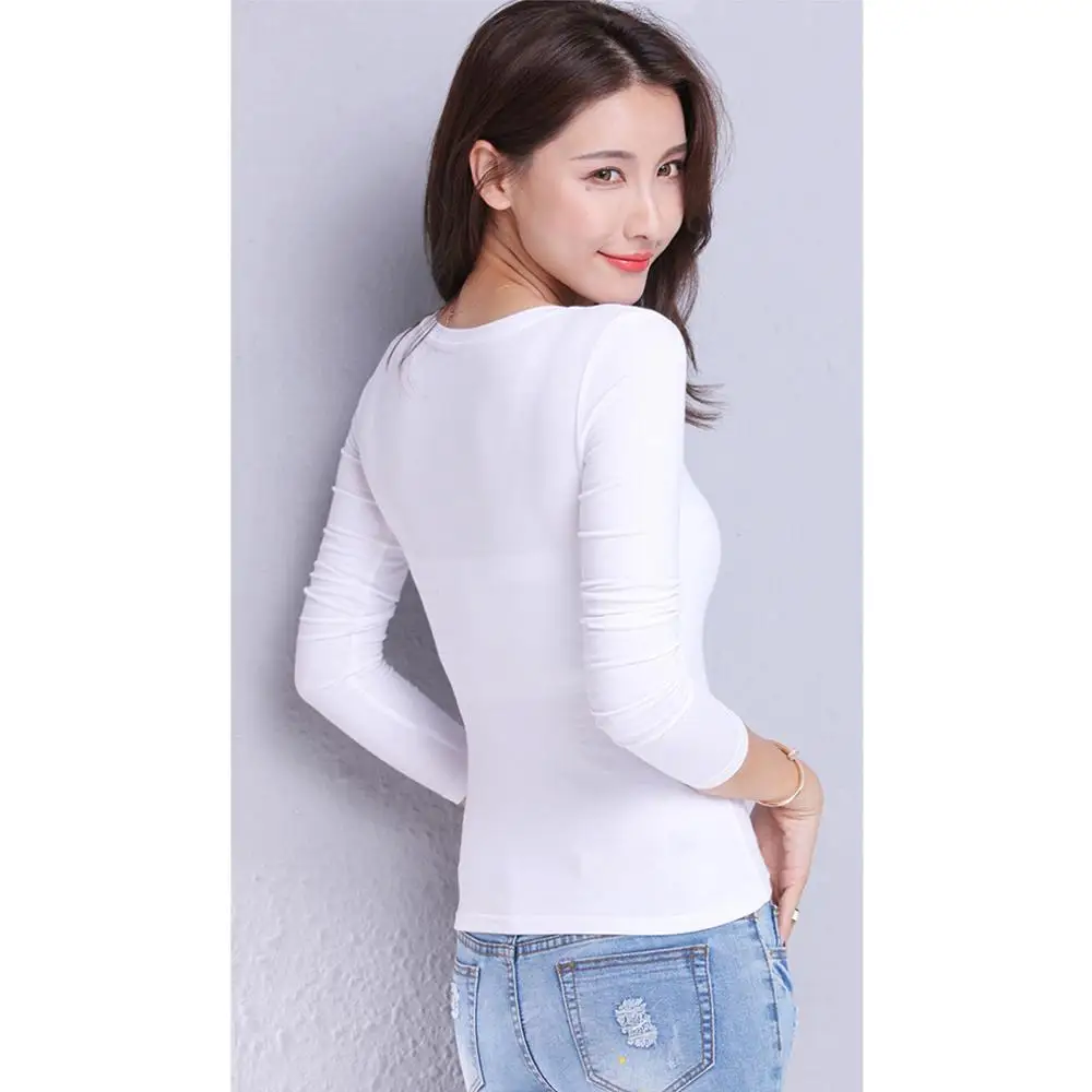 MRMT 2024 Brand New Cotton Women\'s T-shirt Long-sleeved Solid Color Women T-shirts Leisure Woman T shirt for Female Tops Tees