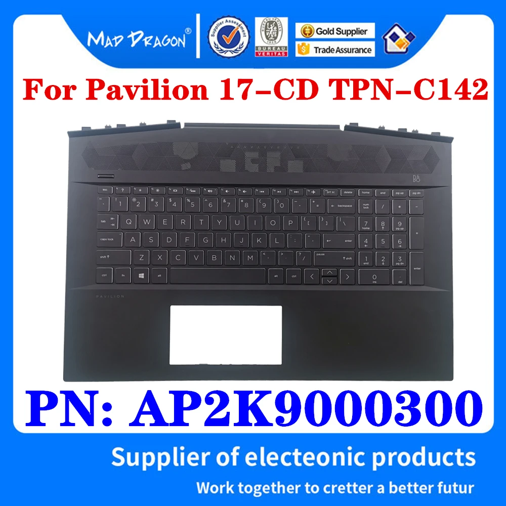 Новинка AP2K9000300 для ноутбука HP Pavilion Gaming 17 17-cd0000 17-CD TPN-C142, подставка для рук, верхняя крышка, подсветка, серебристая клавиатура