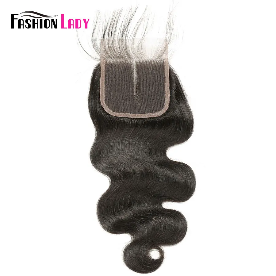 Human Hair Closure 4x4 Remy Brazilian Body Wave Closures Natural Hair Fashion Lady Middle Part Closure With Baby Hair