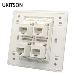 Ethernet Wall Plate With 4 Keystone Jack CAT6 RJ45 Female To Female Socket Panel For LAN Network Plug