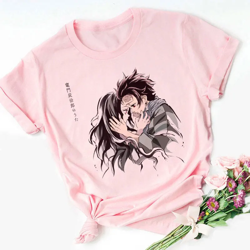 Demon Slayer Graphic Tees Harajuku Oversized T Shirt Summer Women Kimetsu No Yaiba Funny Short Sleeve T-shirt Demon Blade Tops