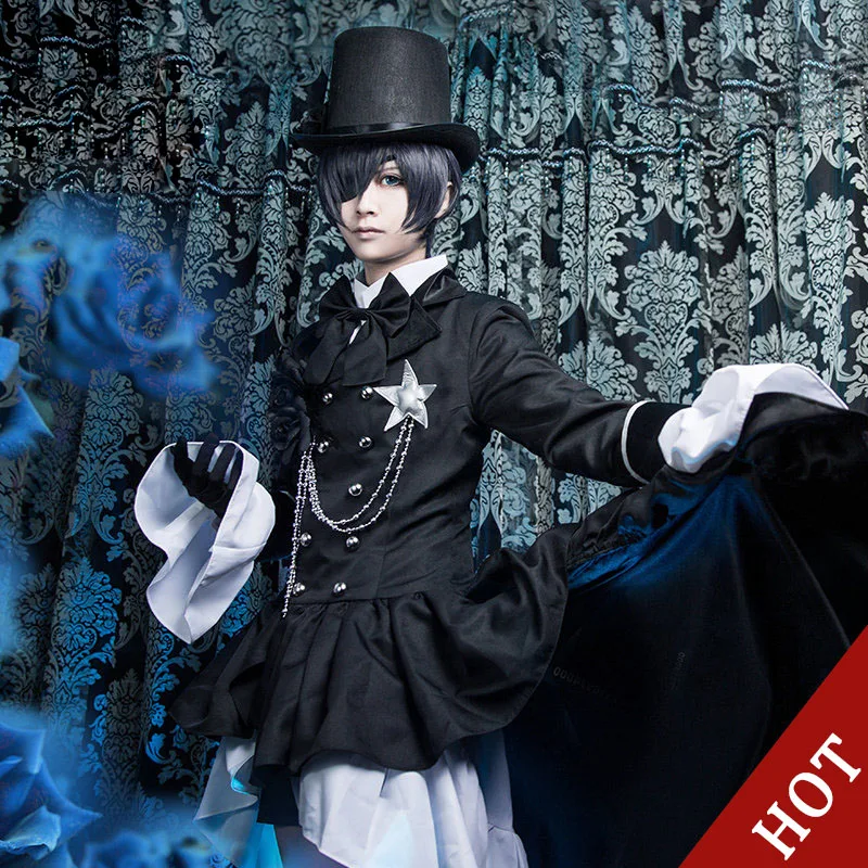 

Anime New Black Butler Halloween Cosplay Ciel Phantomhive Long Tail Suit Men’s Wear