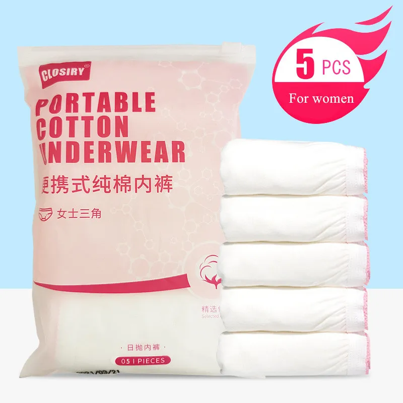 10PCS Cotton Women Disposable Underwears Outdoor Travel Hotel Sauna For Women Pregnant Panties Portable Men's Briefs