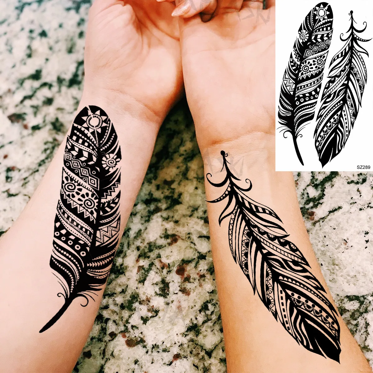 Black Helmet Spartan Temporary Tattoos For Men Adult Butterfly Feather Henna Fake Tattoo 3D Body Art Disposable Tatoos Sticker