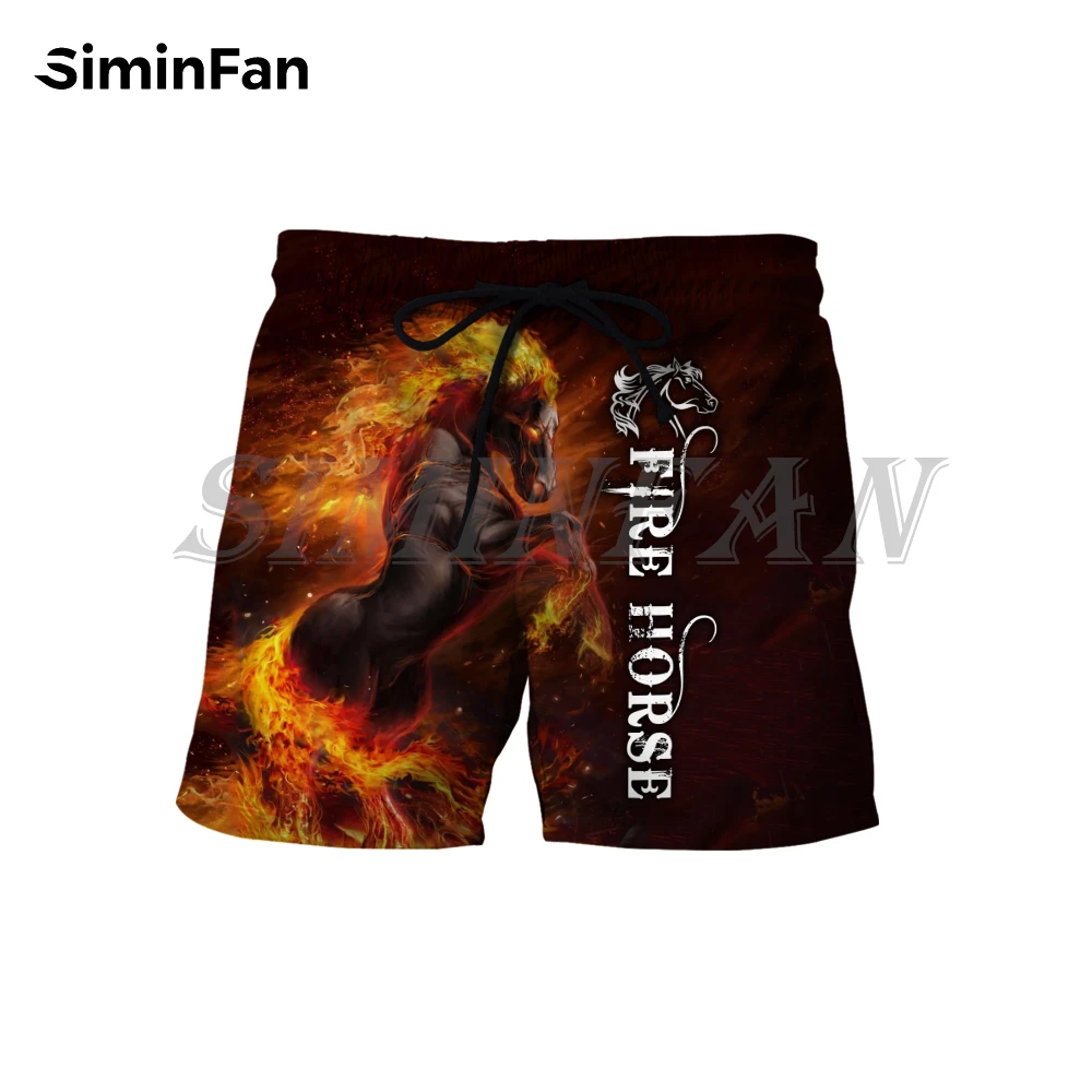 Fire Horse Racing Mens 3D Full Print Board Shorts Summer Casual Beach Pants Quick Dry Unisex Harajuku Streetwear Punk Style 03