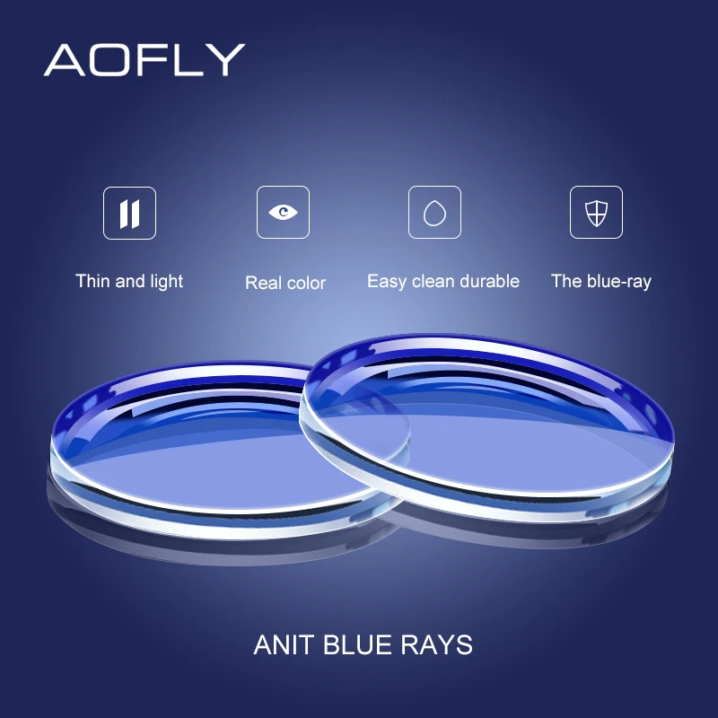 AOFLY Anti Blue Light Blocking Glasses Lens 1.56 1.61 1.67 1.74 High Index Aspheric Progressive Multi-focus Hyperopia Lens UV400