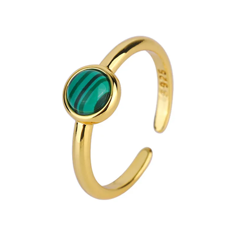 VENTFILLE 925 Sterling Silver Creative Malachite Ring For Women Green Round Simple Personality Trendy Jewelry 2021 New