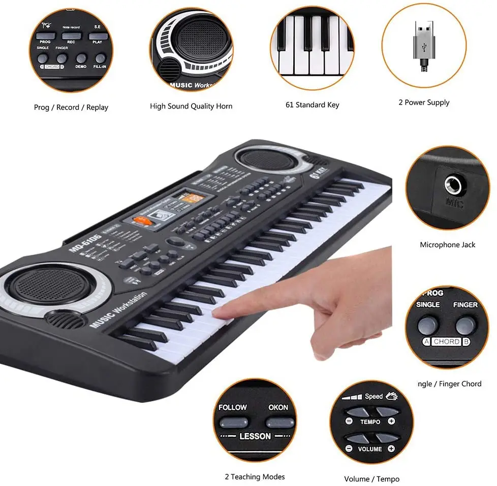 61 Key Keyboard Piano For Kids,Children Portable Electric Organ,Music Electronic Keyboards Piano Educational Toy For Boy Girls