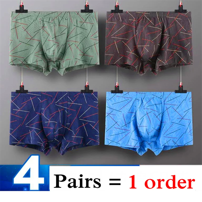 Boxer Shorts Men Comfort Men's Panties Cotton Underwear Men Underpants 4 Pairs