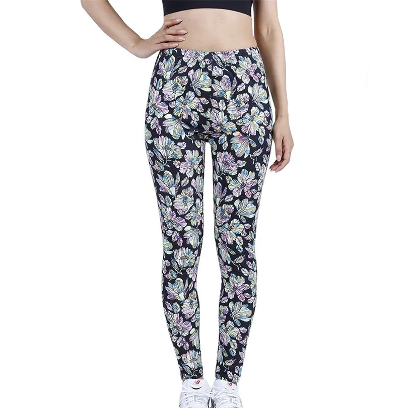 YGYEEG – Leggings de Fitness taille haute pour femmes, collants, vêtements d'entraînement, de course, à motif floral, pantalon confortable élastique