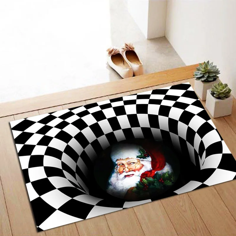 3D Vortex Illusion Christmas Area Rug new Year decoration Large Carpets Christmas Welcome Doormat for Xmas Home Decor Big Carpet