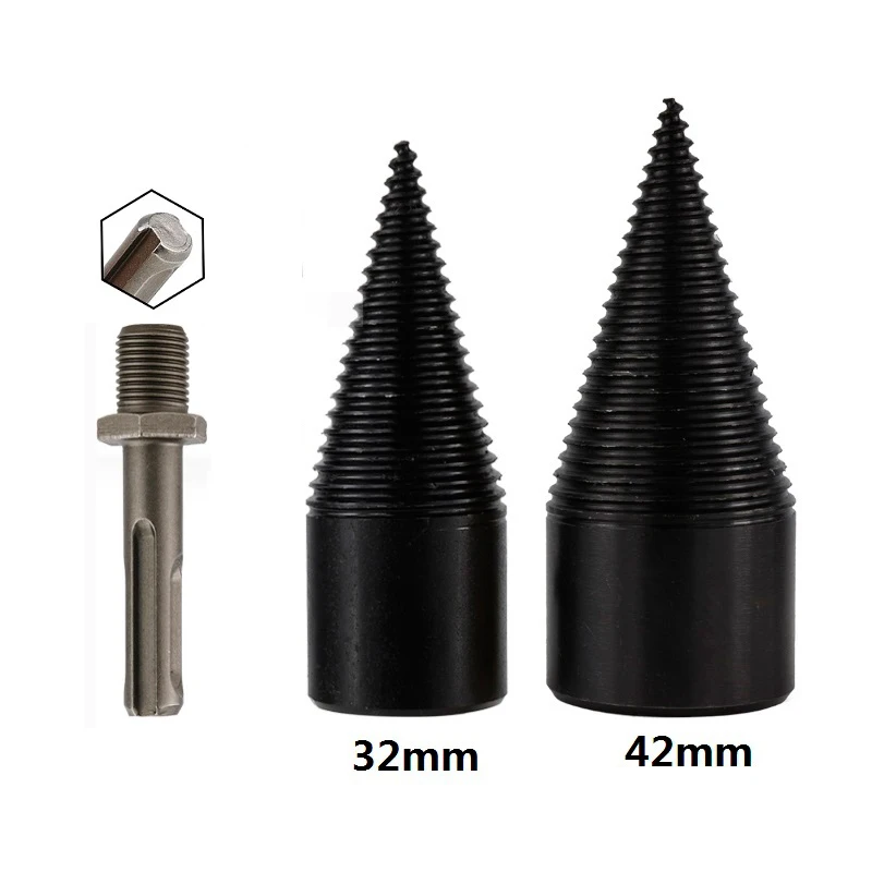32mm/42mm HSS Brennholz Splitter Bohrer Runde/Hex/Dreieck Schaft Holz Split Kegel Bohrer bit Holzbearbeitung Werkzeuge