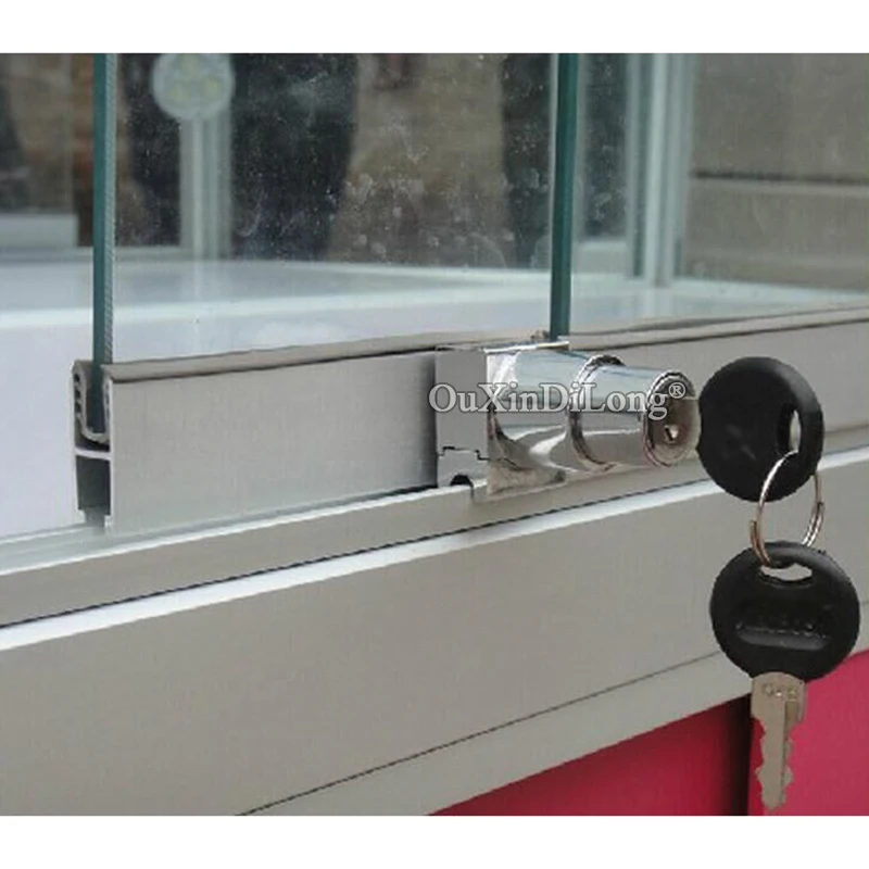 10PCS Zinc Alloy H slide Chute Lock Cabinet Jewellery Wine Display Showcase Locks Sliding Glass Door Lock Plunger Push GF759