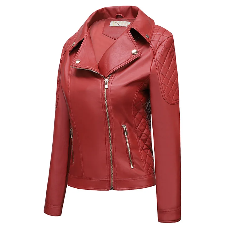 

New Arrival 2023 Motorcycle Leather Jackets Women Spring Autumn Faux Leather Casual Coat Slim Zipper Jacket Outerwear WF161