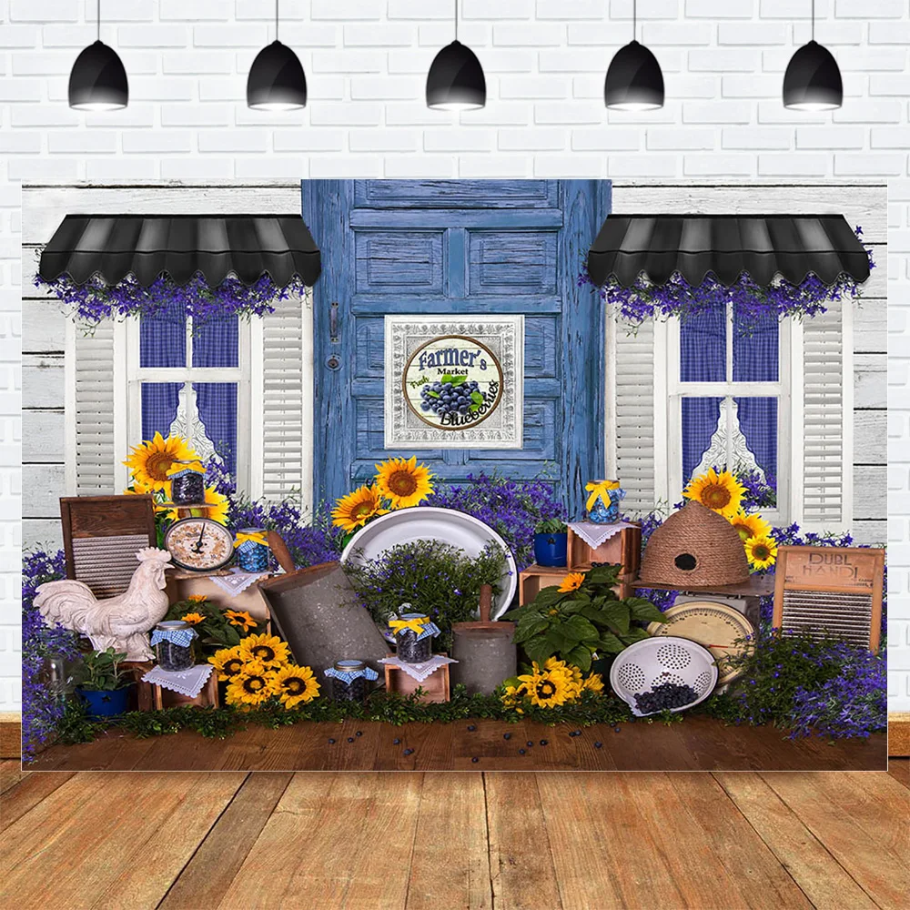 Farmer's Market Photo Background Sunflower Lavender House Spring Wedding Bride Backdrop Kids Newborn Photographic Photo Studio