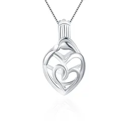 CLUCI 925 Sterling Silver Pearl Locket Pendant Mother and Kid Love Heart Silver 925 Charms Pendant Gift for Mother