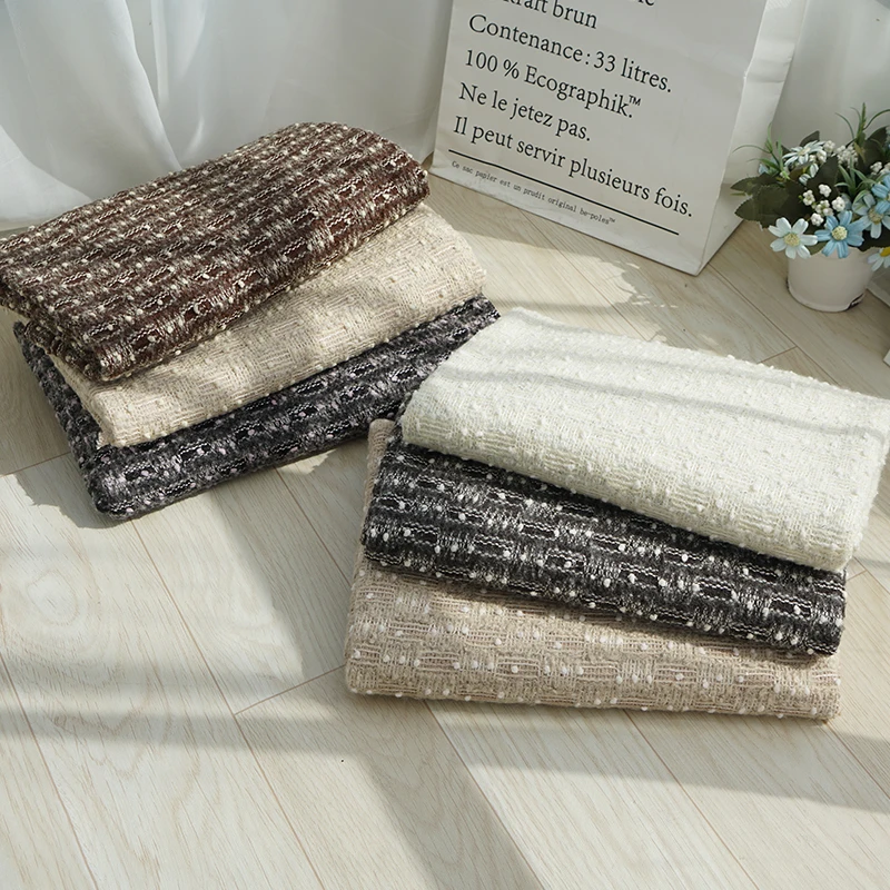 KT00235 Thick Winter Sweater Fabric Knit Jacquard Wool Fabric Polyester For Cardigan 435g Sewing Material 50*150 Cm/Piece