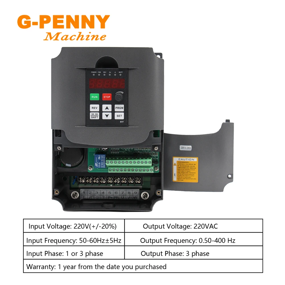 4kw HY 220v / 380v Frequency Drive Spindle motor speed controller 0-400Hz 1 or 3 phase Input / 3 phase output