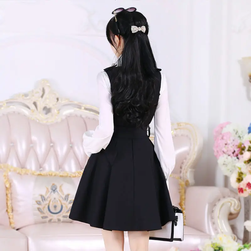 Black Zipper Slim British Vest Skirt Female Student 2024 Summer And Autumn British Temperament Dress