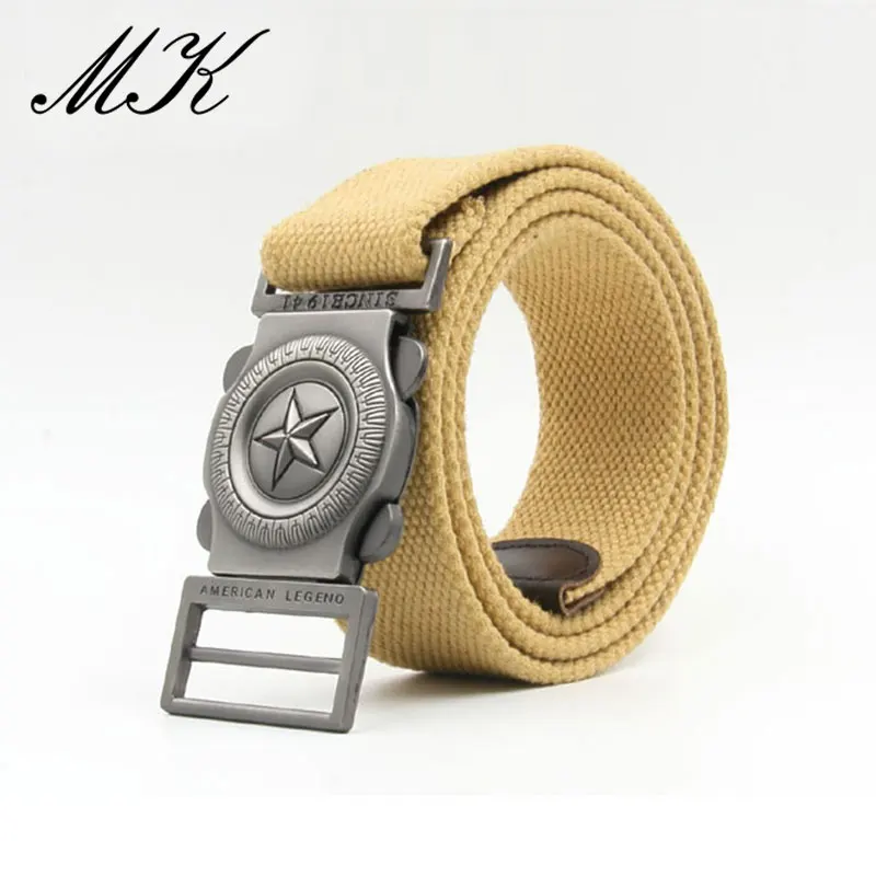 Maikun Men‘s Star Alloy Buckle Canvas Tactical Belt For Women Student Trousers Suitable Outdoor Rock Climbing Cycling