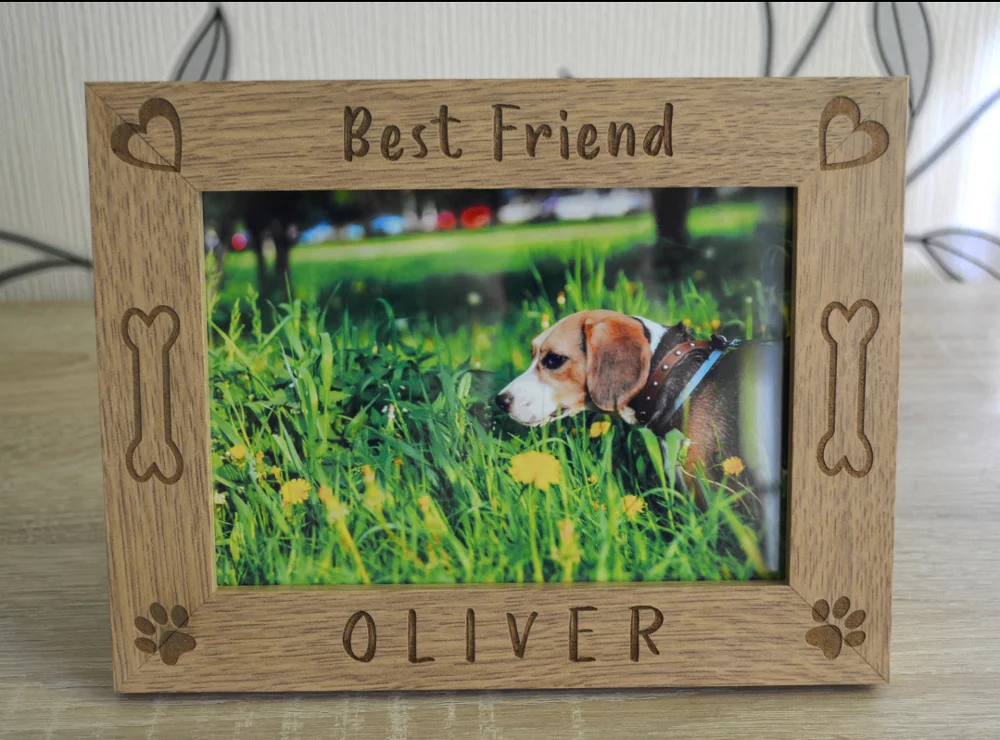 

Personalized Dog Picture Frame Photo Frame, Custom Pet Memorial Wood Picture Frame, Dog Mom Dog Dad Gift