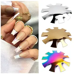 French Manicure Sculpting Steel Plate Mold, Template for French Smile Cut V Line, Tips Edge Trimmer