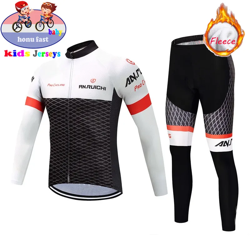 2026 Boy Winter Thermal Fleece Cycling Clothing Children Cycling Bike Jersey Long Sleeves Sets Kids Cycling Clothing Suit 3D Gel view 4