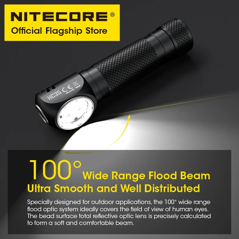 Imagem -02 - Lanterna Recarregável Usb Farol em Forma de l 2700 Lumens Farol Magnético de Metal Holofote Bateria 4000mah 21700 Nitecore-hc35