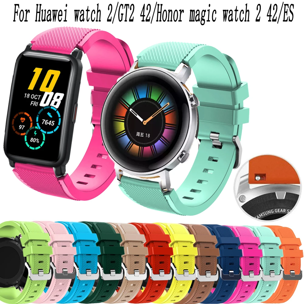 Silikonowy oryginalny pasek 20mm do zegarka Huawei 2 Sport/GT2 42 opaska na Honor magic 2 42/ES szybka instalacja akcesoria