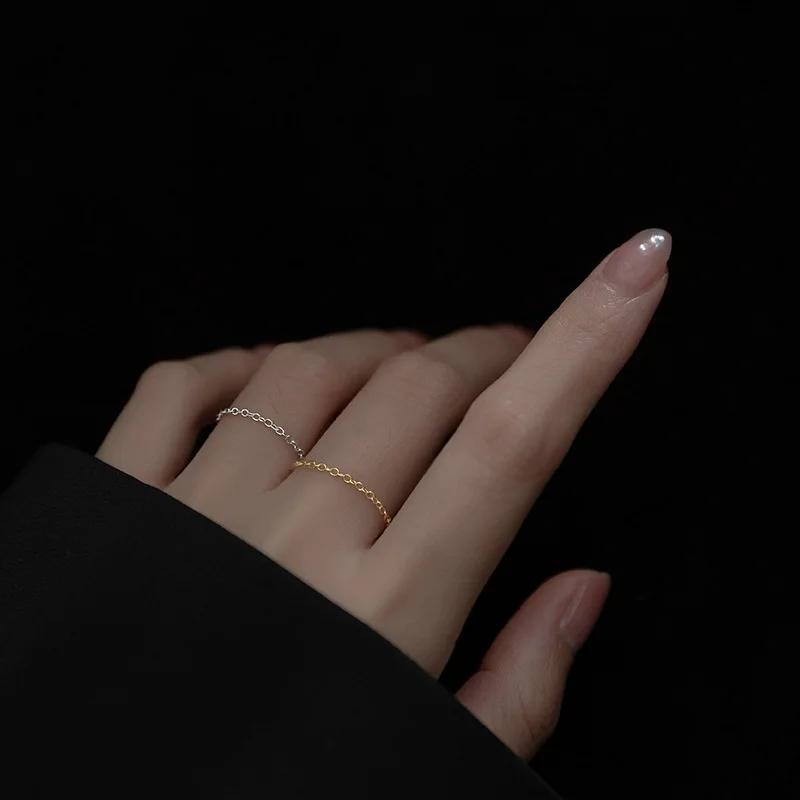 Enosola 925 Ster;ing Silver Korea Chic Link Chain Finger Rings for Women Minimalist 2021 Fashion Party Wedding Jewelry Gifts