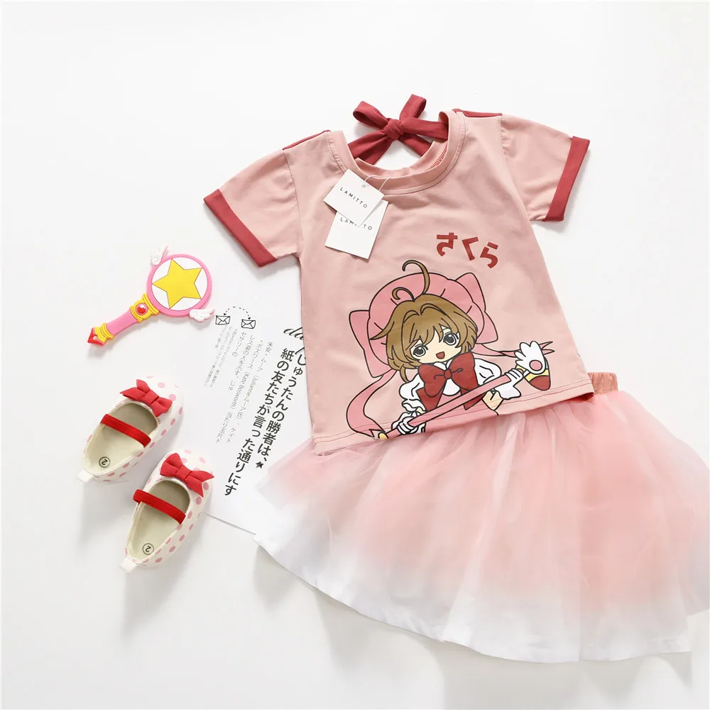 

Tonytaobaby Summer New Baby Girl's Pink Cartoon Fairy Cotton Net Yarn Suit Girls Clothes