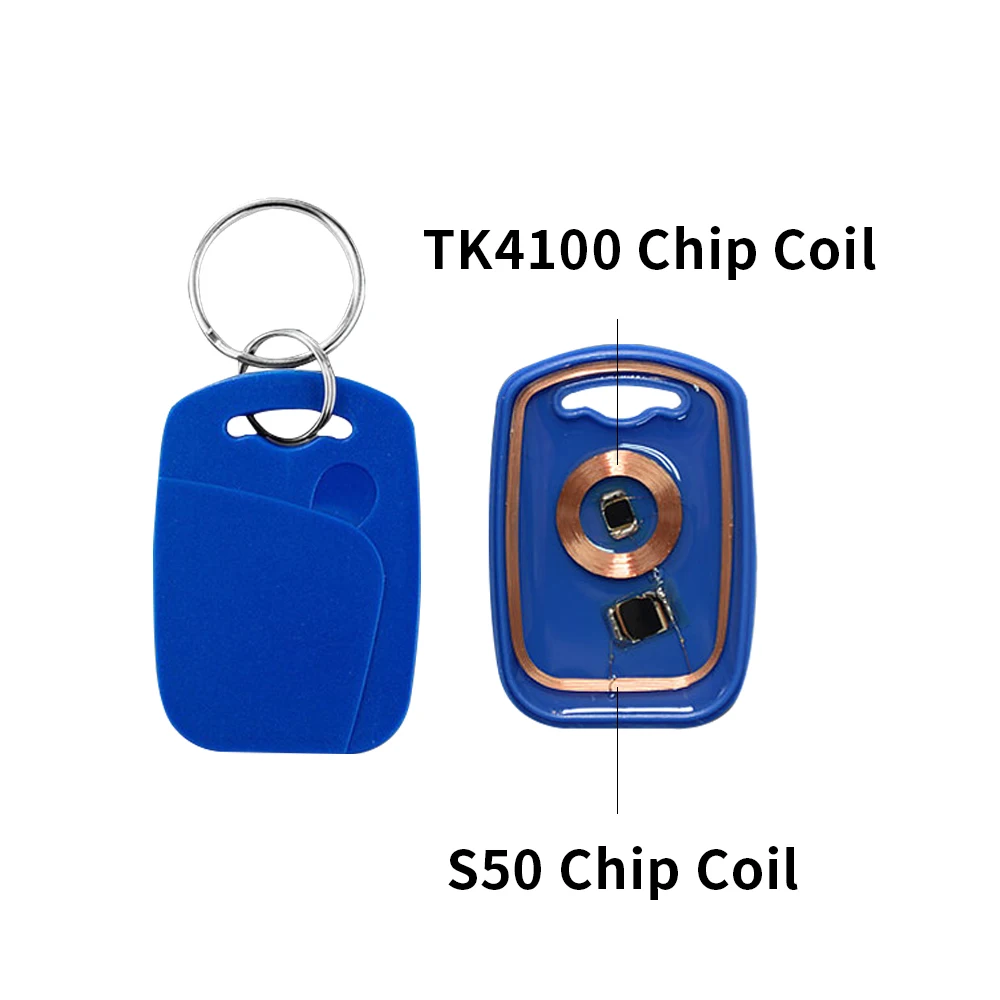 5/10PCS RFID Dual Chip Smart NFC IC + ID Composite Keychain 125KHZ 13.56MHZ EM4100 TK4100 + S50 Fudan Keychain