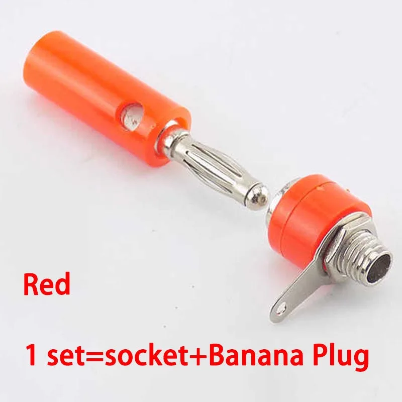 4mm plug conector de inserção fêmea soquete de banana fêmea masculino conjunto conector niquelado conectores diy l19