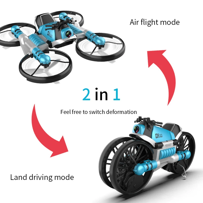 4K RC เครื่องบินของเล่น Land & Air 2 In 1 RC บินรถจักรยานยนต์เครื่องบินรีโมทคอนโทรลสี่แกน Drone ควบคุมท่าทาง RC เครื่องบิน