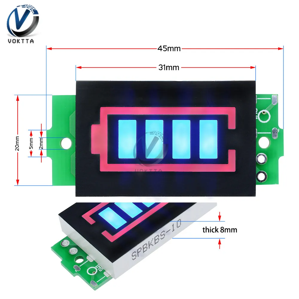 1S/2S/3S/4S/6S/7S 12V 18650 Li-po Li-ion Lithium Battery Capacity Indicator Voltmeter Power Tester Blue Green LED Display Panel